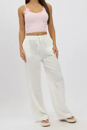 White Wide Leg Pants Elasticated Waist