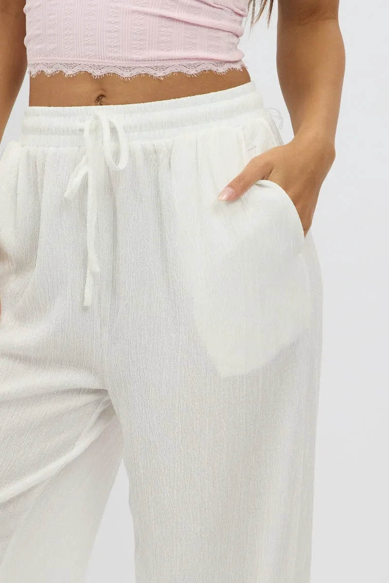 White Wide Leg Pants Elasticated Waist