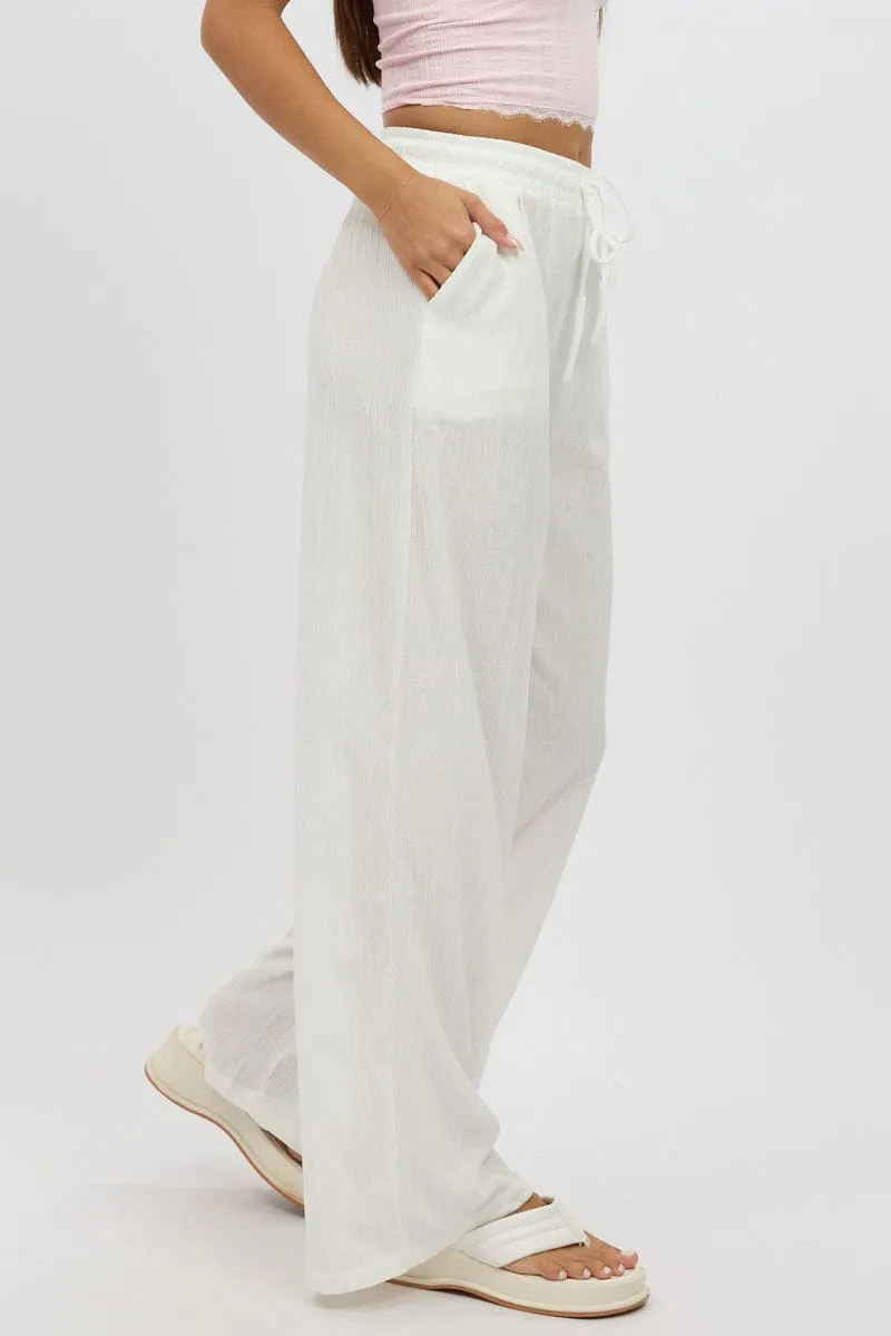 White Wide Leg Pants Elasticated Waist