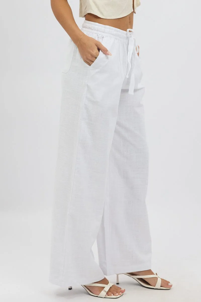 White Wide Leg Pants Elasticated