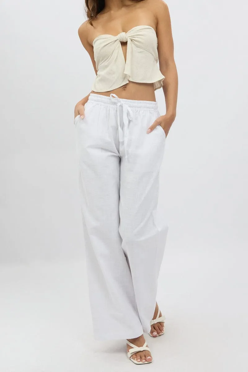 White Wide Leg Pants Elasticated