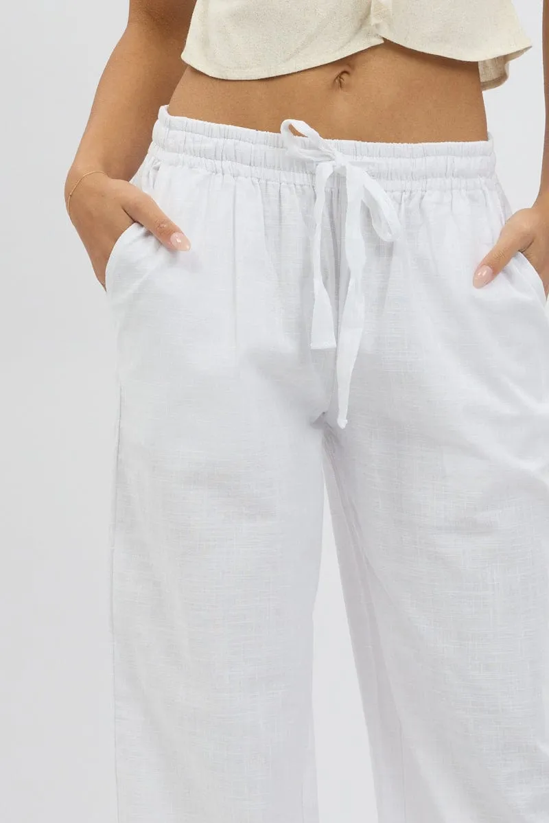 White Wide Leg Pants Elasticated
