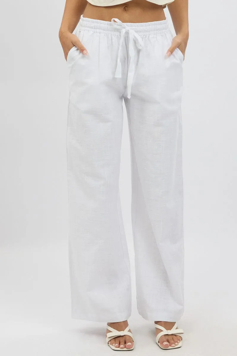 White Wide Leg Pants Elasticated