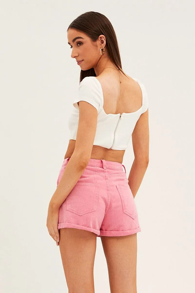 White Zip Detail Top
