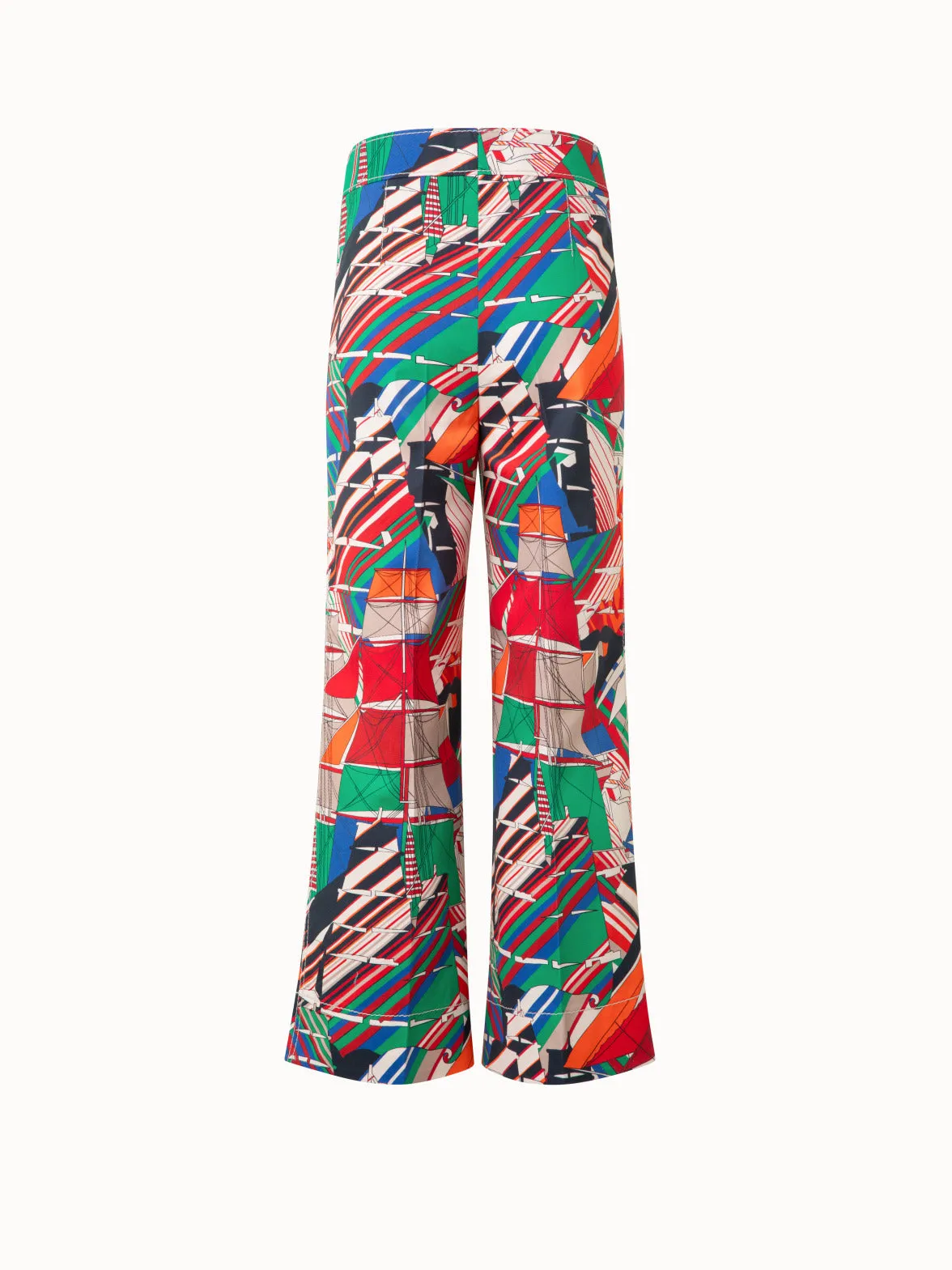 Wide Denim Stretch Pant with Sea Clipper Print