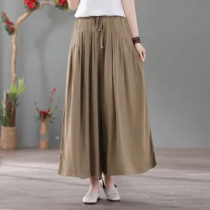 Women Spring Vintage Cotton-Linen Casual Loose Wide-Leg Pants