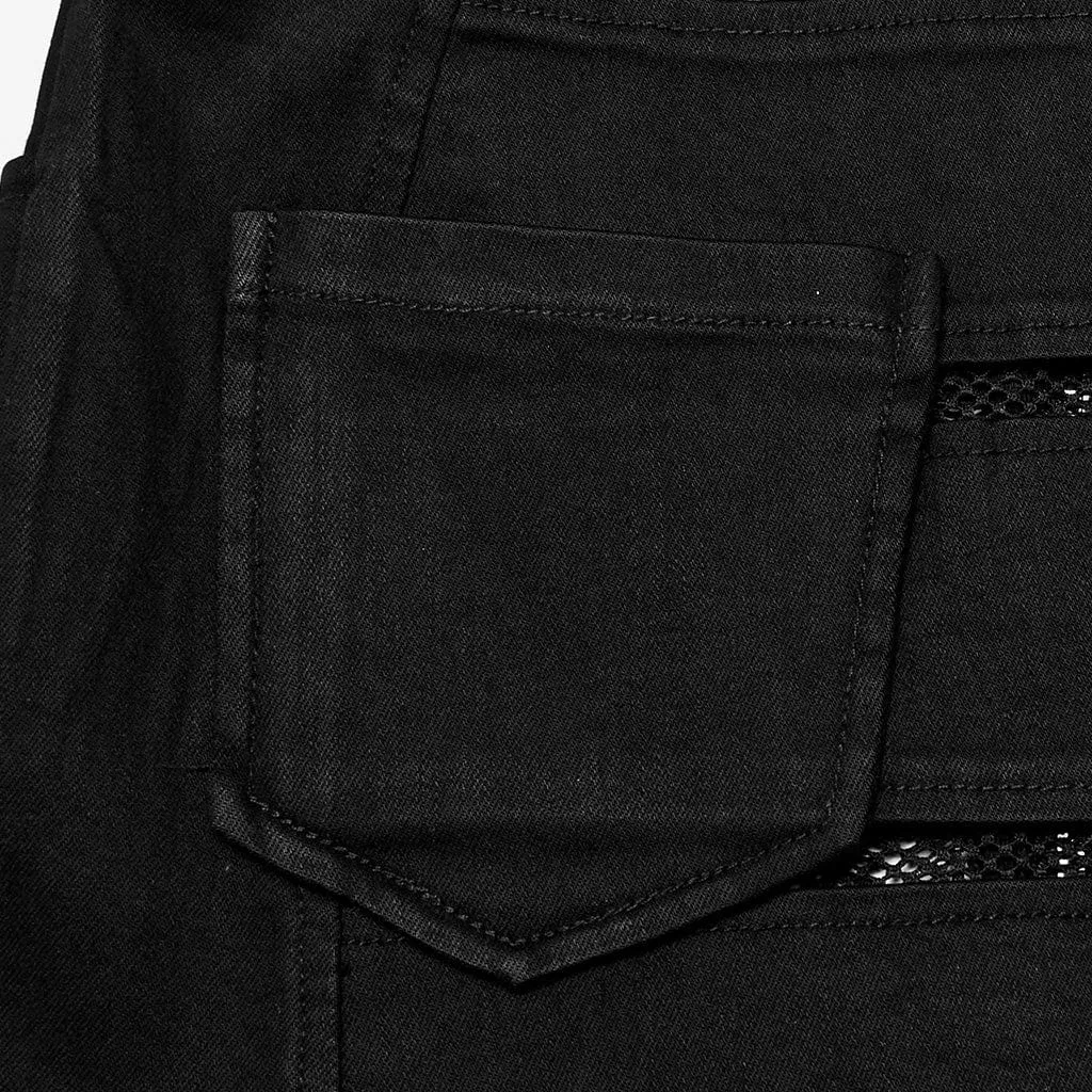 Women's Punk Mesh Splice Zipper Skirt Black