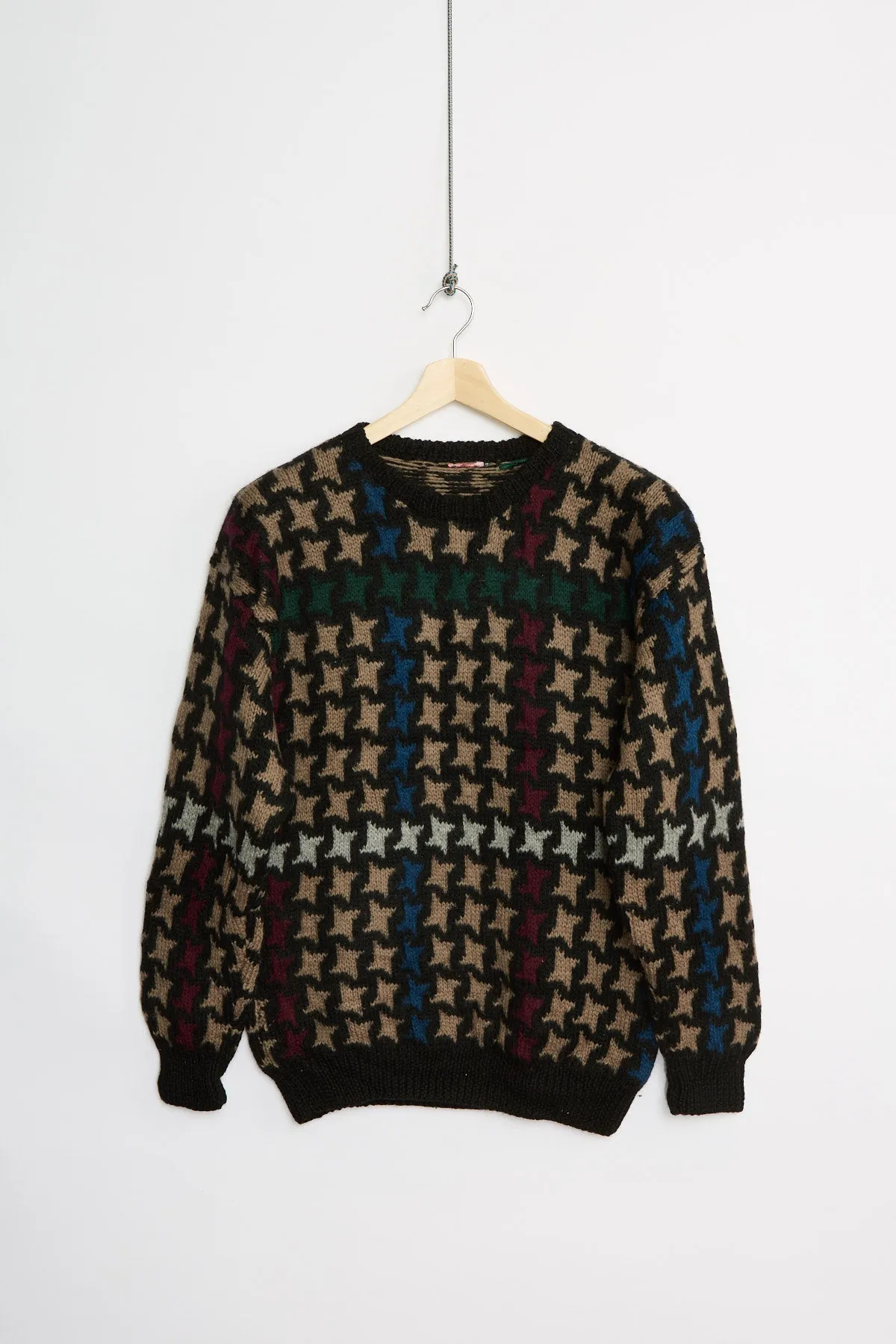 Wool houndstooth sweater (S)