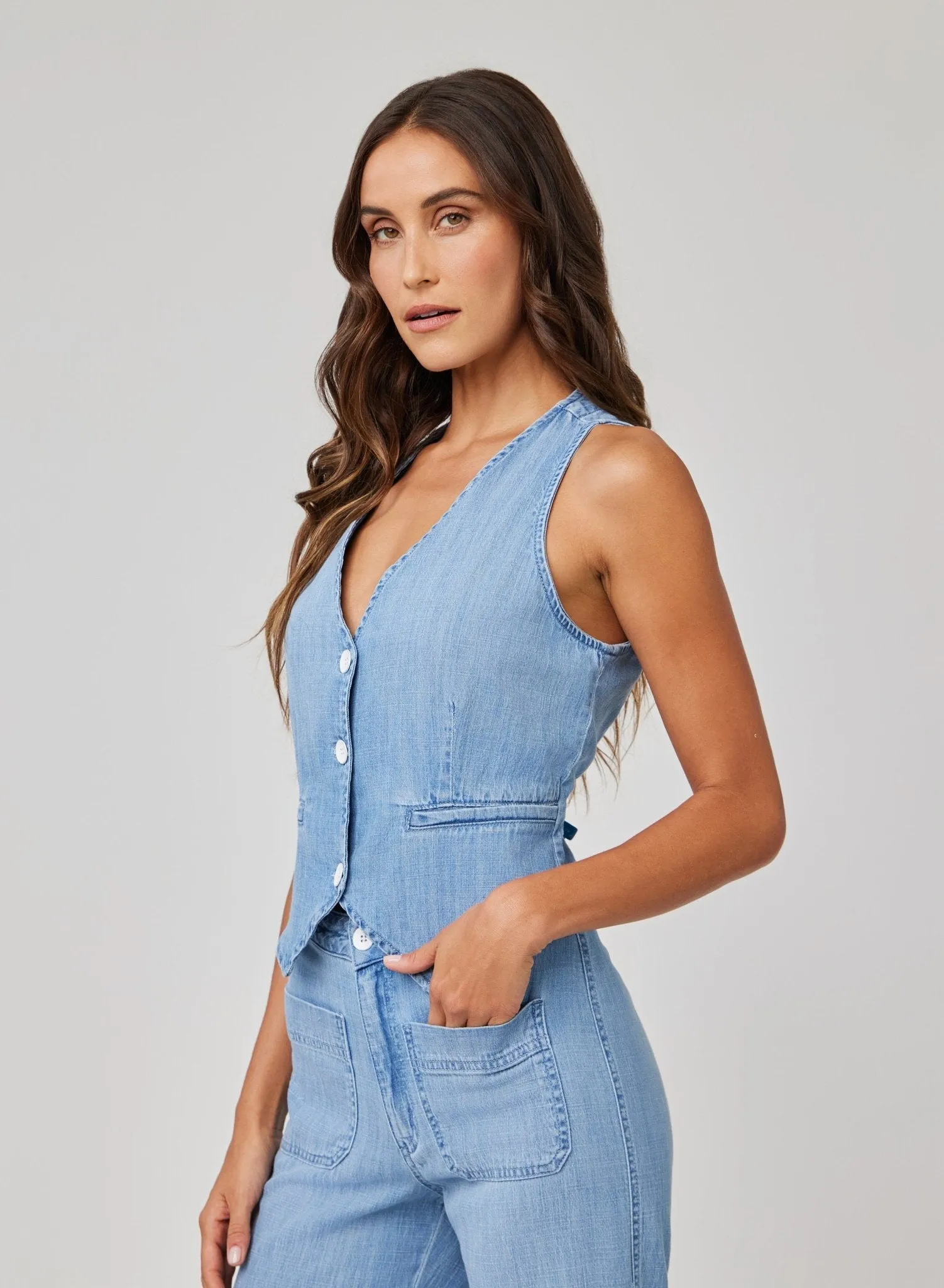 Wren Welt Pocket Vest - Sea Breeze Wash