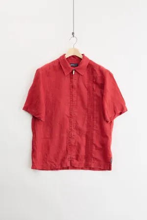 Zippered pleated linen shirt (L)