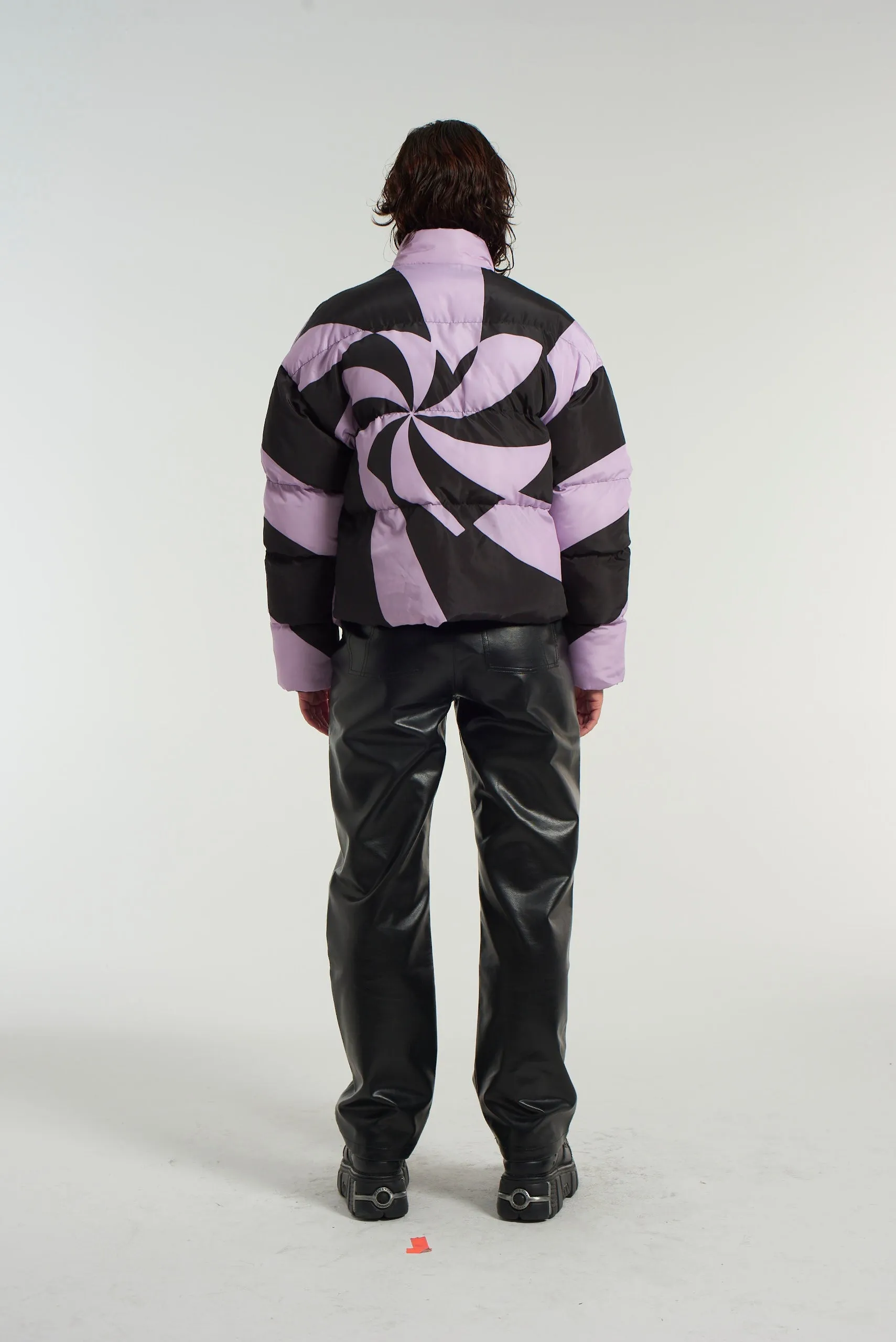 Zonked Lilac & Black Puffer Jacket