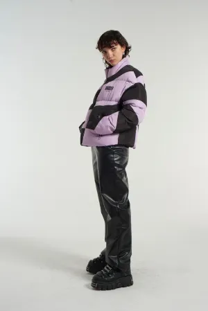 Zonked Lilac & Black Puffer Jacket